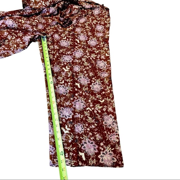 NWT - FREE People Women’s Lux Brown Pink Floral Long Sleeve Ruffle Jumpsuit - Picture 10 of 12